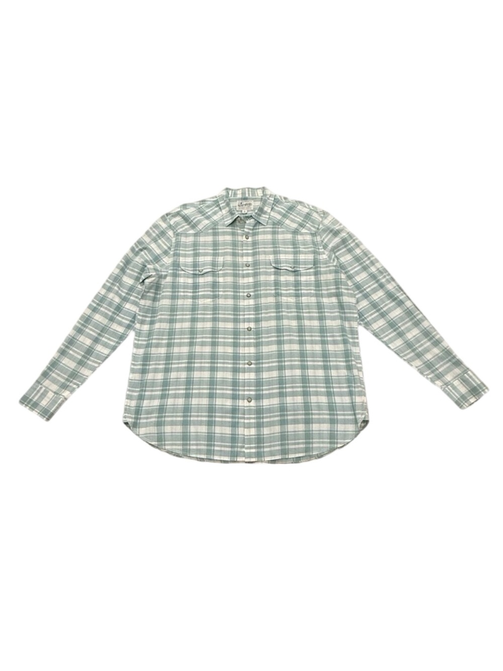 Vintage 2000s Lucky Brand White Turquoise Plaid Western Shirt